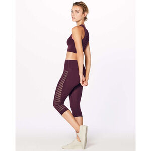 Lululemon Reveal Crop Leggings Stripes 17" Dark Adobe Women's Size 6